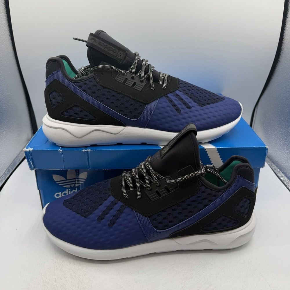 Adidas Tubular Runner Running Shoes Mens Sz 12 Core‎ Black/Blue Sneakers AQ2916